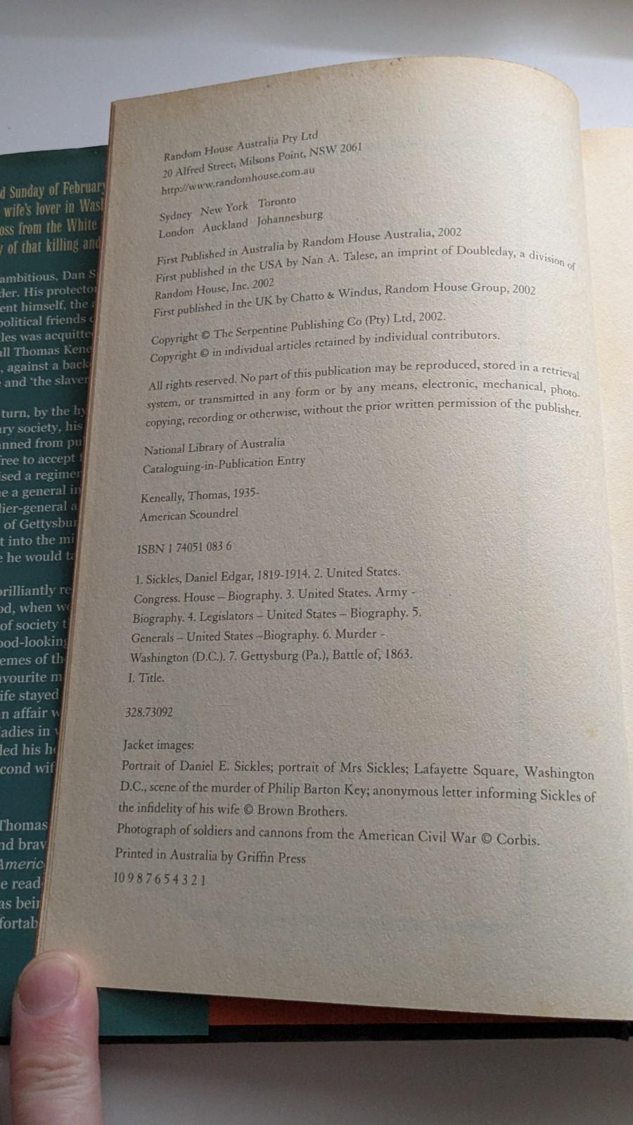 American Scoundrel - Thomas Keneally Civil War Hardcover