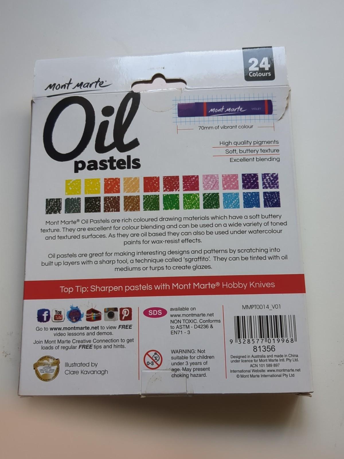 Mont Marte Oil Pastels 24 Colours Soft Texture Great Blending