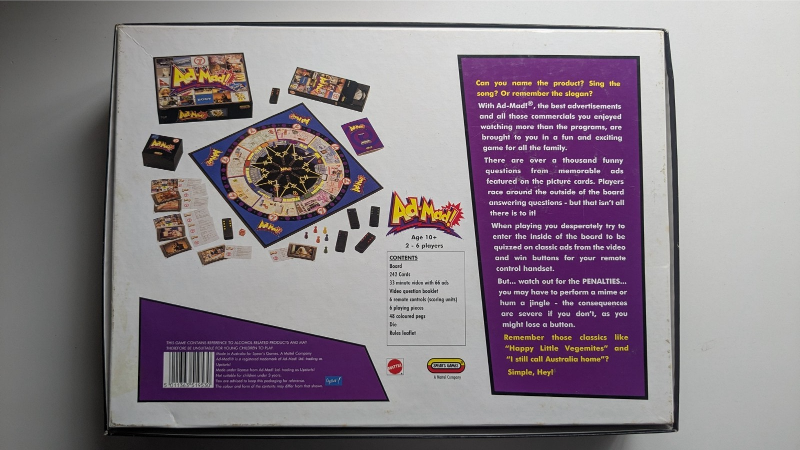 Spear Games Vintage Ad Mad Board Game with VHS Video